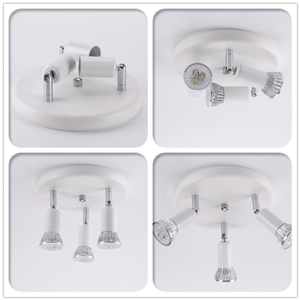 3 runde LED loftslamper (9W positivt hvidt lys (sort))