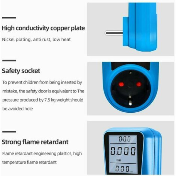 Digital strömmätare, EU-kontakt, AC Voltmeter, Energitestare, USA UK AU FR BR IT Regulatory Plug