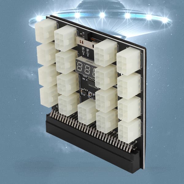 PCI E 17x 6pin 12V Mining Server Strømforsyningsadapter Konverteringskort med LED-display