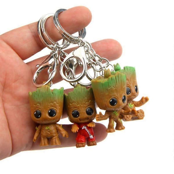 4 stk/sæt Tree Man Groot Figur Legetøj Søde Kreative Superhelt Groot Nøgleringe Brun Brown 1 set