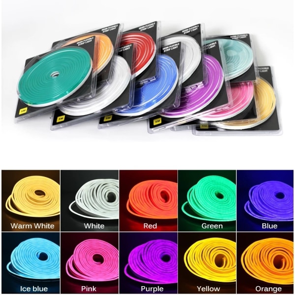 12v led strip light 6*12mm neon strip light 5m set (rött ljus)