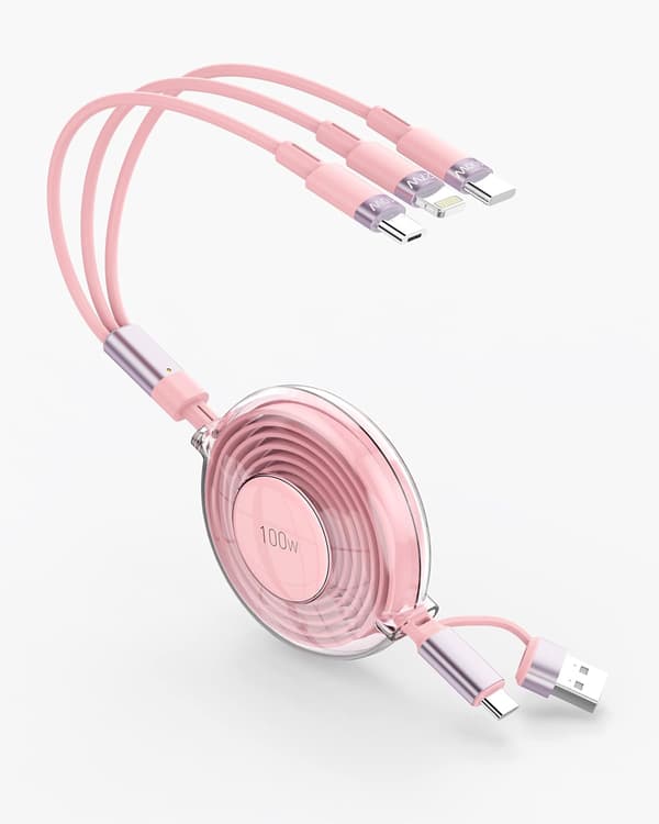 2025 Nyeste Model 100W USB C Multi USB-kabel, 3 i 2 USB-kabel, Udtrækkeligt Hurtigt USB iPhone Opladningskabel, Flere Micro USB Type C iPhone