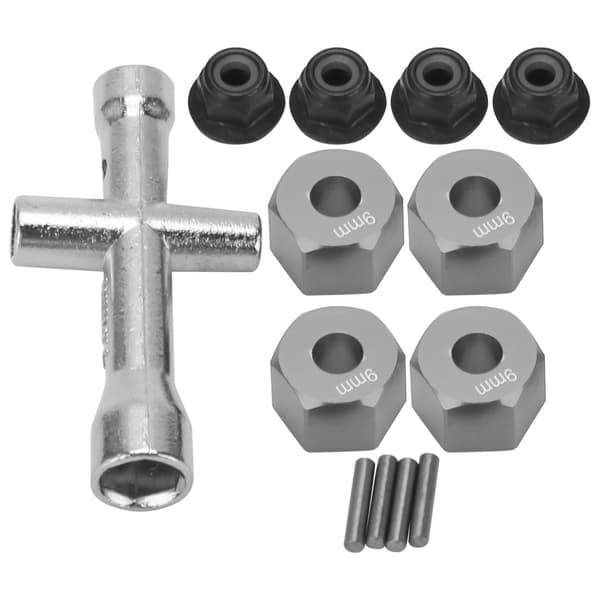12 mm Hex Adapter 9 mm Tyk M4 Flange Låsemøtrikker Krydsnøgle Sæt til 1 10 RC Bil Titanium