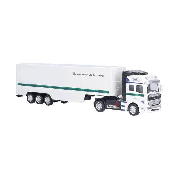 1:48 Semi Pull Back Container Alloy Model Transportbil Legetøj til 3 år (Hvid lastbilskab)