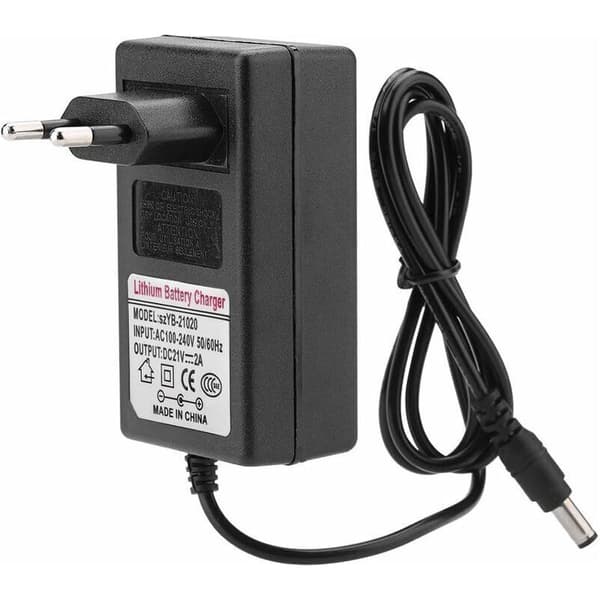 Litiumjonbatteri strömadapter, AC 100-240V DC 21V 2A ersättningsladdare..DEBUNS