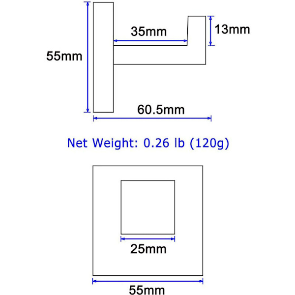 54*60*54mm Luminous 304 ruostumattomasta teräksestä valmistettu koukku vaatekoukku riipus naulaton kylpyhuoneen vaatekoukku