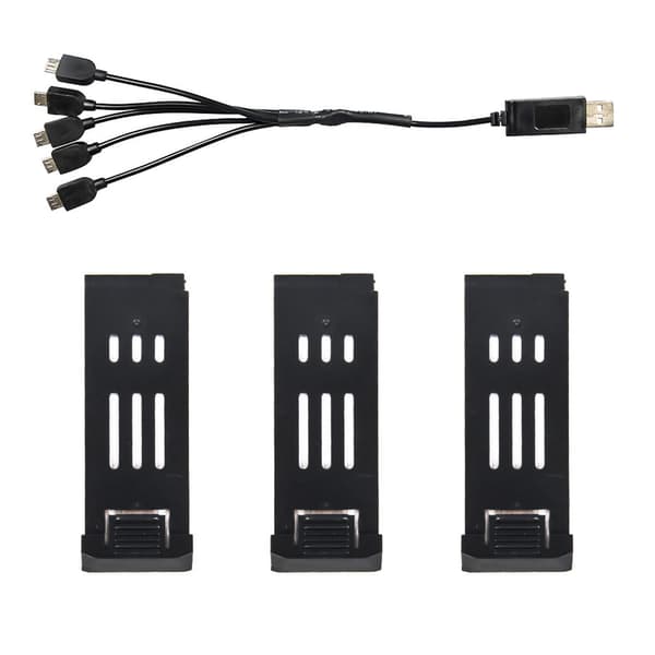 3 stk. 1200mAh dronebatteri 5 i 1 ladekabeltilbehør for E58