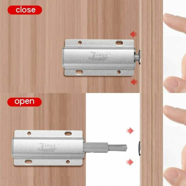 Skub for at åbne skabsdørmagnet Jiayi 2 stykker aluminium magnetisk lås dørlukker Push Open dæmper til skabsskuffe