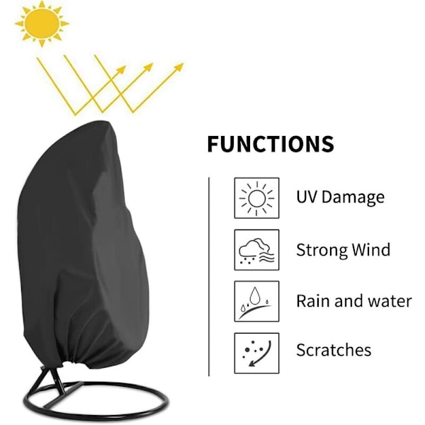 Husholdnings hængende kurvedæksel 210D Oxford tøjgyngebetræk (sort enkelt 115*190 cm)