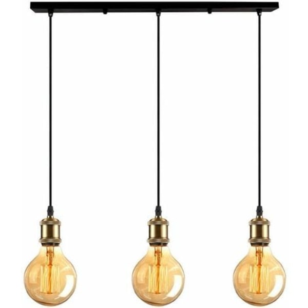 Vintage 3 lys lysekrone pendel metal loftslampe med E27 lampefatninger, Edison stil, antik messing