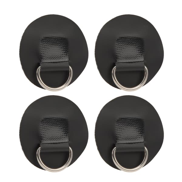 4 stk. D-ring Patch PVC Rustfrit stål Surfbræt Enkeltlags Rund Form D-ring Pad til Oppustelig Båd Kajak Kano Sort