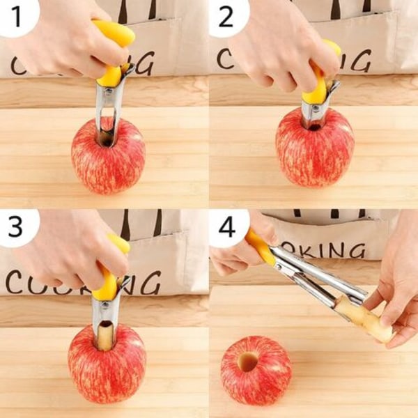 Æblekjerner, æblekjerner med ABS-håndtag og savtakket klinge i rustfrit stål, kernekerner, 17,5*10 cm Fonepro gul