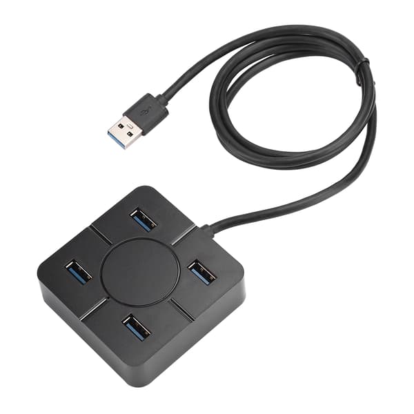 Hub USB3.0 Splitter 4-i-1 Dockingstasjon 4-porters multifunksjonelt tilbehør til bærbar PC for utvidelse Svart