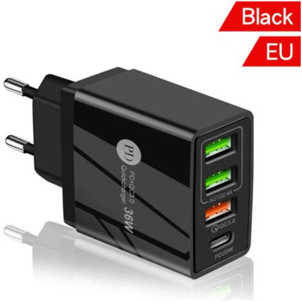 PD36W hurtigopladning mobiltelefonoplader 5V4A Britisk europæisk og amerikansk standard PD+3USB multi-port adapter opladning