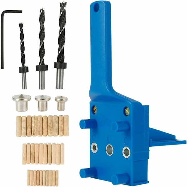 Set med 41 stycken Dowel borrjigg, trä plugg borrguide med parallellstopp, doweling jig kit med plugg centrering