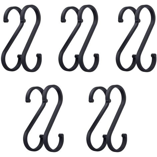 S Krog Rustfast Metal Krog S Form til Køkken Badeværelse Soveværelse Kontor og Have 2,7*7,5cm 10 Stk Sort