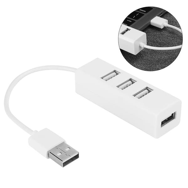 4-Port Hub USB Splitter Dokkingstasjon Bærbare Datamaskindeler OTG Hvit Dataoverføring
