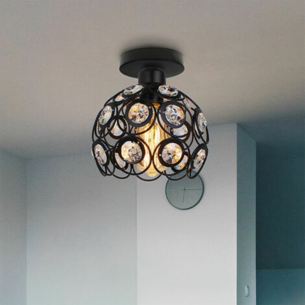 Krystallbur Taklampe Moderne Lysarmatur E27 for Soverom Stue Bar Restaurant Svart - Svart