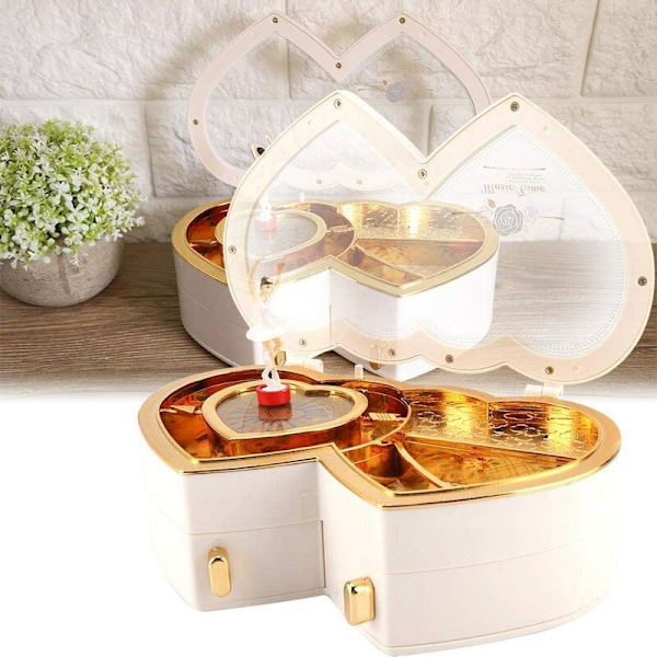 Home Suuri Double Heart Dancing Girl Music Box (valkoinen) kodin ja puutarhan sisustamiseen