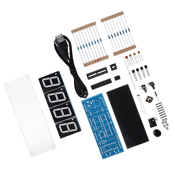 4-siffrig DIY Digital LED-klocka Kit - Automatisk Visning av Tid & Temperatur - Grön Elektronisk DIY Klocka Kit Green