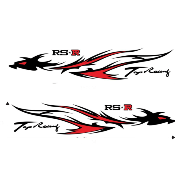 RS flame bil modifierad storlek dra blomma hela bil klistermärken anime flame dragon totem personlighet modifierade kropp klistermärken (svarta och röda)