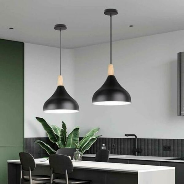 PCS Pendelljus Creative Simple E27 inomhusbelysning Ljuskrona Suspension Sovrum Vardagsrum (svart) - Svart