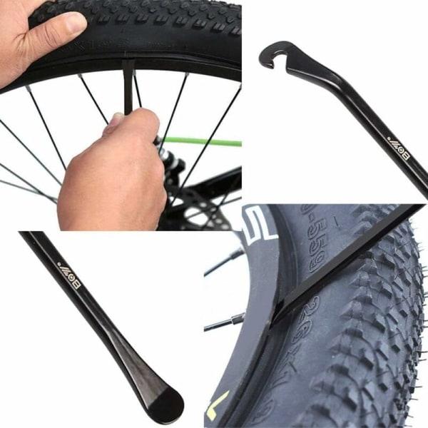 Sæt med tre sorte stykker #1 cykeldækreparationshåndtag, cykeldækhåndtag, cykeldækklemme, velegnet til udendørs, sp