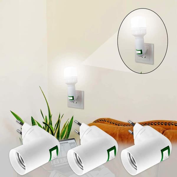 4 pcs. E27 with switch construction site socket AC 220V wall socket for wall kitchen lamp adapter LED bulb holder (white)