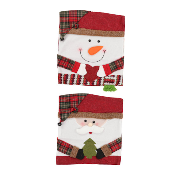 2 st julstolar ryggöverdrag set med gammal man och snögubbe tema - dekorativa non-woven tyger för semester middag stol dekor