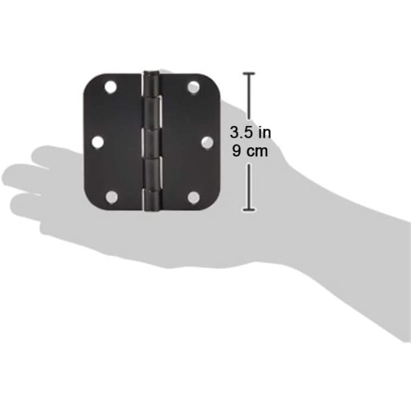 3,5" x 3,5" runde dørhængsler, 10 stk., mat sort