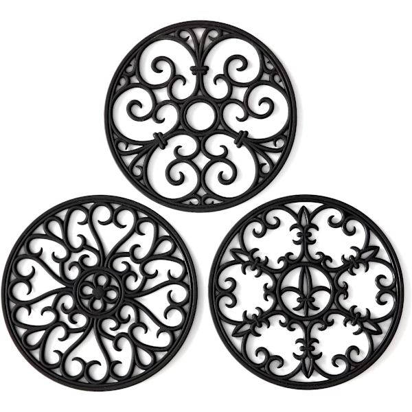 Teekannu Kitchen Trivet - Liukumaton lämmönkestävä Moderni Keittiö Hot Pad Pata ja Parila Black Trivet Set , 3 kpl