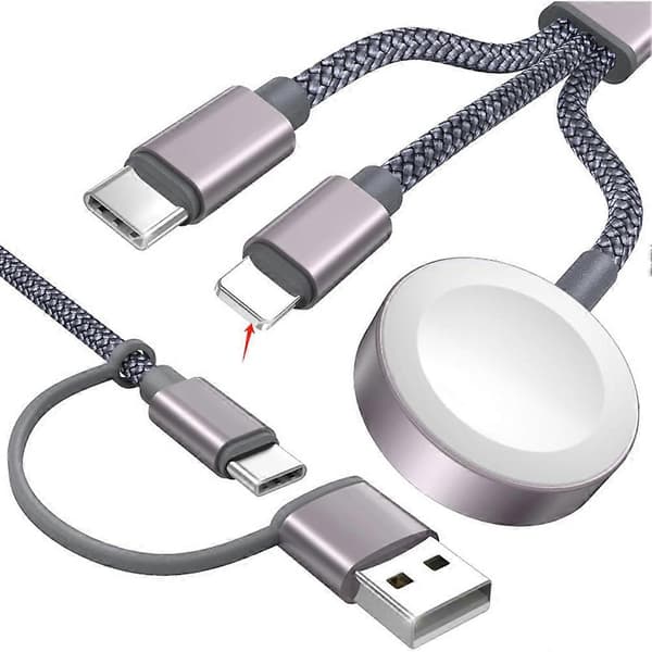 3i2 USB C-kabel til Apple Watch-oplader/iPhone-oplader/til Apple Interface Multi-opladningskabel Camping Essentials[ht] Flashy purple