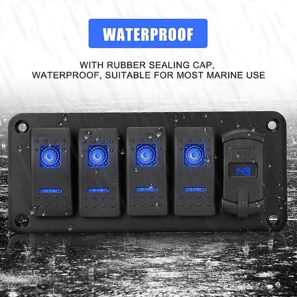 24V 12V bryterpanel 4 knapper lysbryter USB-ladere 3.0 adapter voltmeter tester tilbehør for bil marine båt campingvogn bobil others