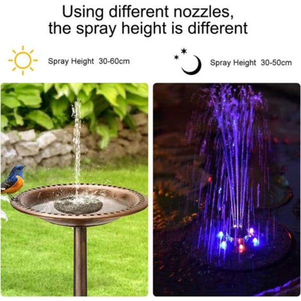 3W Solar Fountain Solcelledrevet dampumpe med LED-lys for hagedammen eller fontene