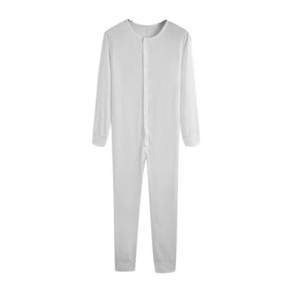 Herre Long Johns Hel Pyjamas White XL