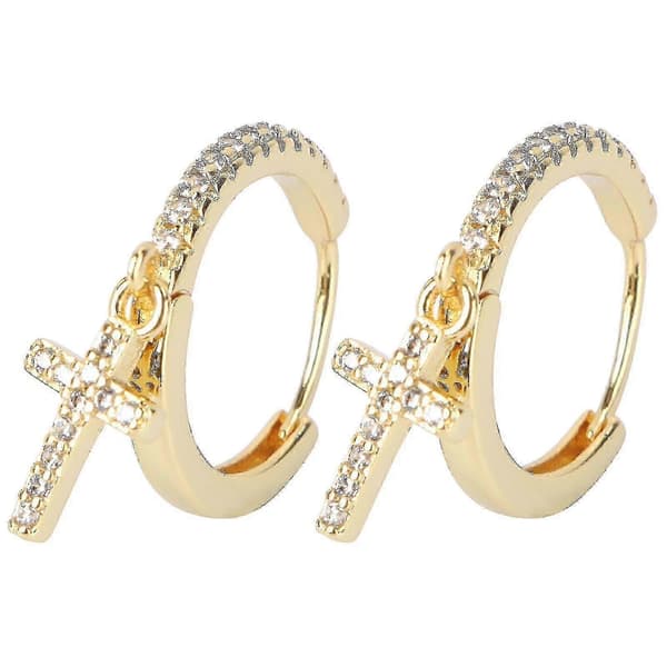 1 par kors dinglende øreringe mode stud øreringe øresmykker heldig