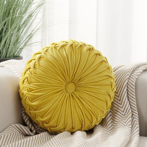 Holland Velvet Pude Dekoration Sofa Dekoration Rund Lille Pude, Blå, 35cm,