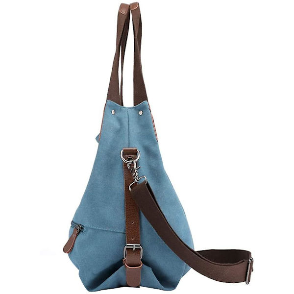 Axelväska i canvas för fritid för kvinnor, Axelväska, Shopper-handväska, Bucket Bag (blå)