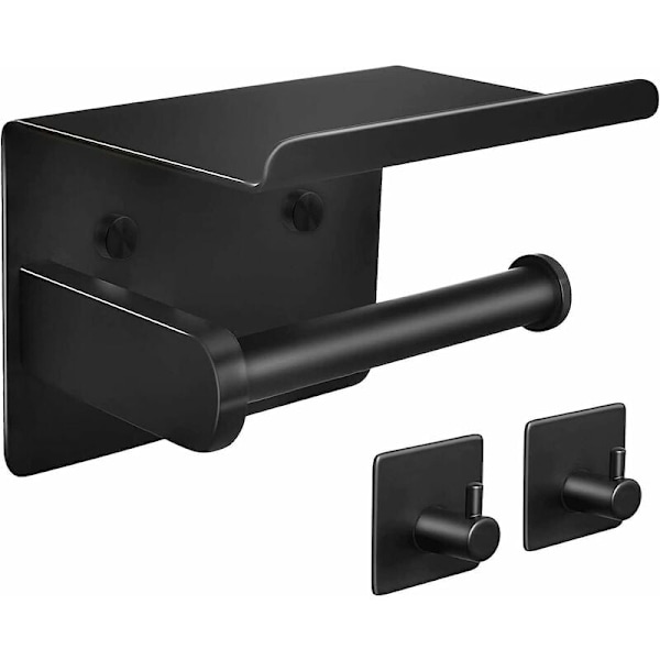No Punching Hylle Matt Svart Toalettpapir Holder Mobiltelefon Holder Baderom Multi-Function Stand,