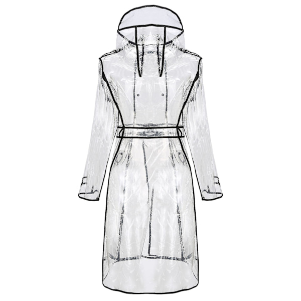 Svart bälte Transparent Regnrock Windbreaker Cape Xl