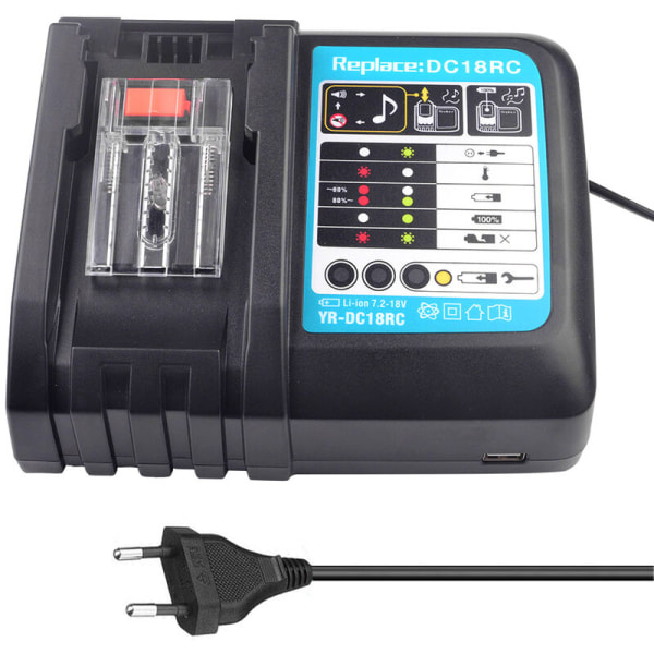 Power Tool Lithium Batterilader for Makita 14,4V-18V (3A (uten USB))