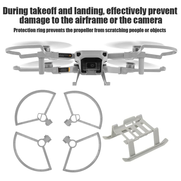 DJI Mavic Mini RC Forlænget Højde Stand Propel Beskyttelsesring Sæt Grå