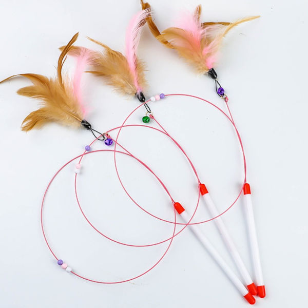 Morsom Cat Rod Wire Feather Erstatning Hode Bite-Sistant Cat Toy Supplies Cat Rod