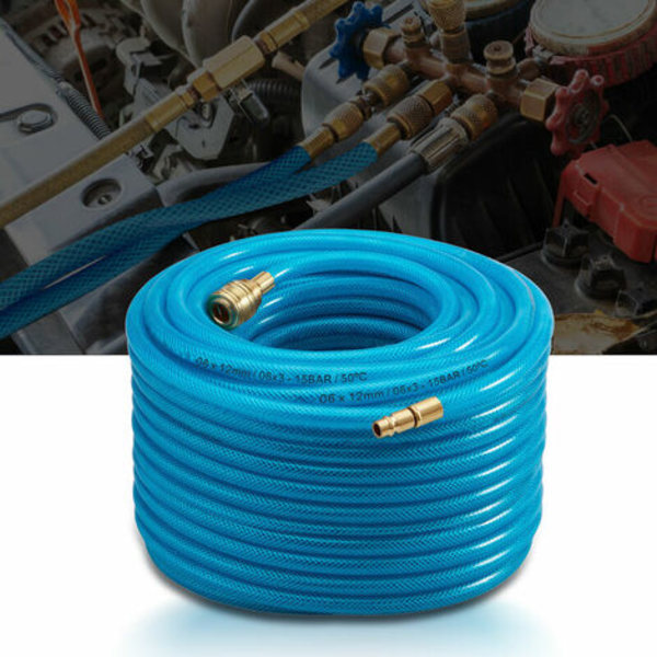 Tryckluftsslang Tillbehör för Keller kompressorer 6x12mm 1/4" Tryckluftsanslutning Säkerhet 20m - blå