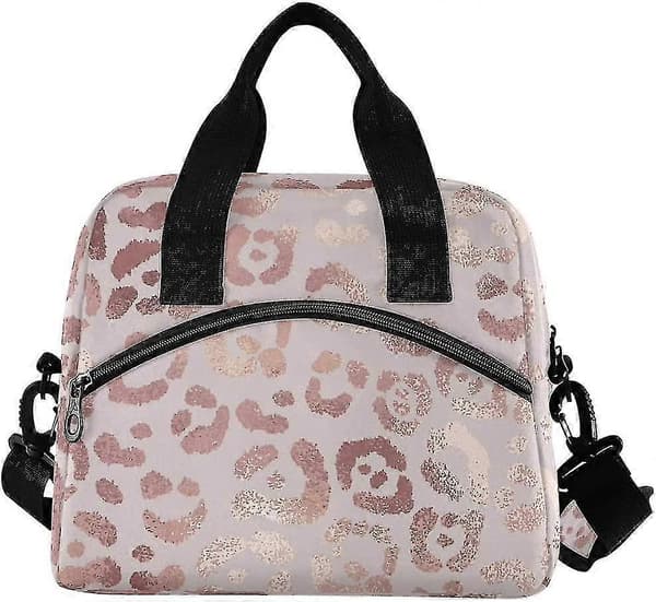 [HT]Rose Leopard Matpose Gjenbrukbar Isolert Kjølebag Matpose Med Justerbar