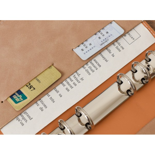 A6 Binder Hud Feeling Hand Account Notebook Notebook Cash Budget Chart PVC Dragkedja Lösblad Business Book (Amber Brown-Single Shell),