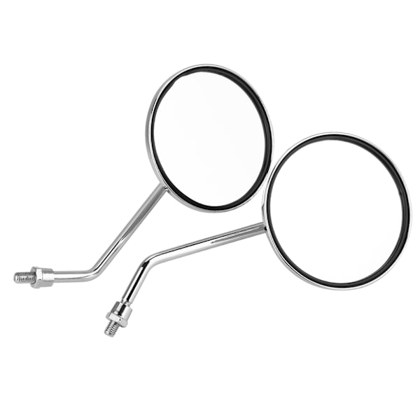 2 Set 10mm Rund Silverplätering Motorcykel Sidospegel Vänster Höger