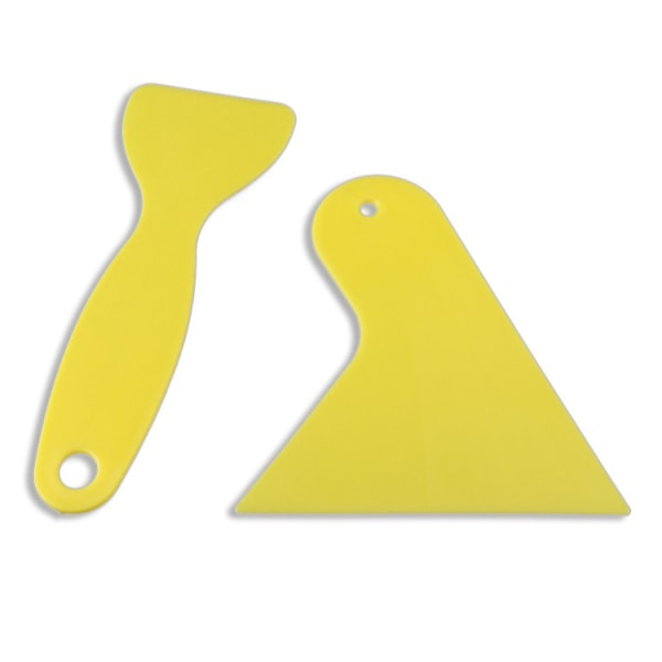 Filmverktøy for bilskjønnhetssalong, liten pluggkantskrape, bilvaskverktøy (3 stk trekantet skrape Et produkt + 3 stk liten skrape [Et gult produkt]),