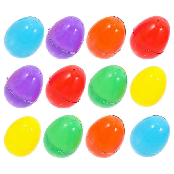 12 stk. plastikk eggpynt, lette påskeegg, hjemmesceneegg, pyntegjenstander