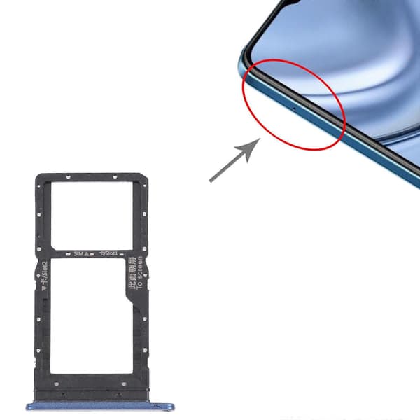 SIM-kortsfack + SIM-kortsfack / Micro SD-kortsfack för Honor Play 20 Blue